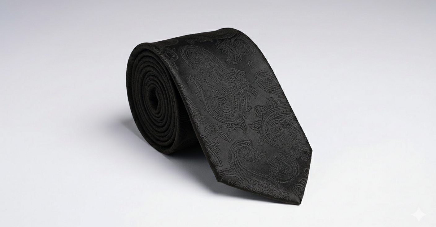Onyx | Men’s Midnight Black Paisley Jacquard Necktie